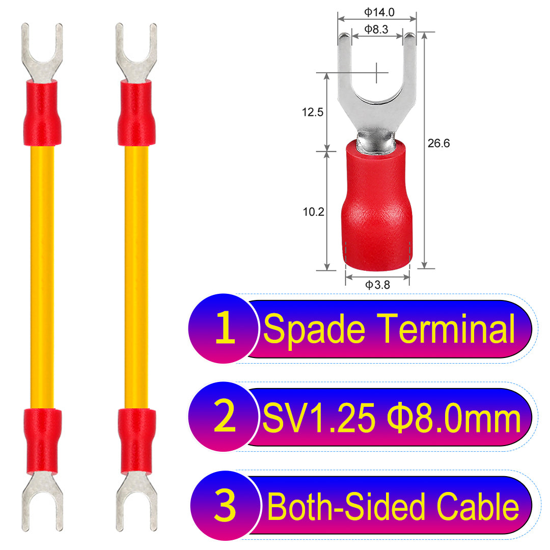 SV1.25_8mm_both_sided_spade_terminal_insulated_connector_Cable_Yellow