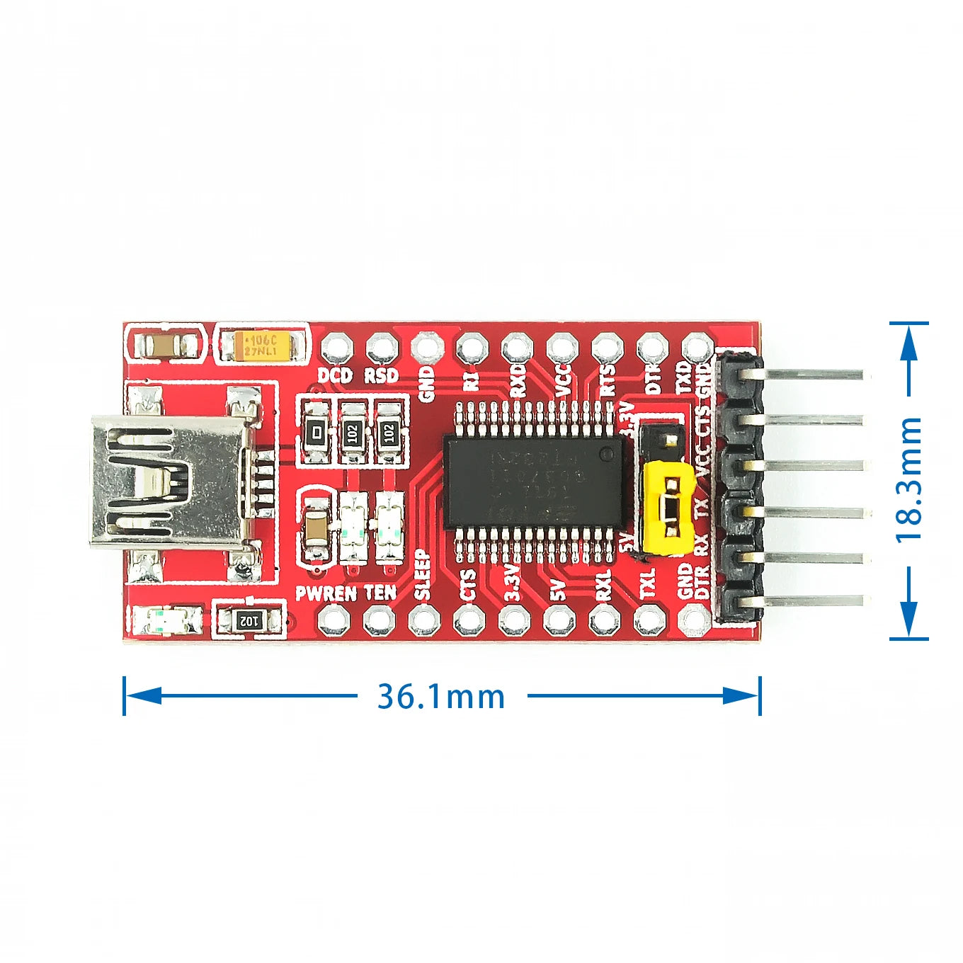 FT232RL USB to TTL Serial Adapter Module 5V 3.3V FT232 USB to 232 Converter for Arduino and MCU