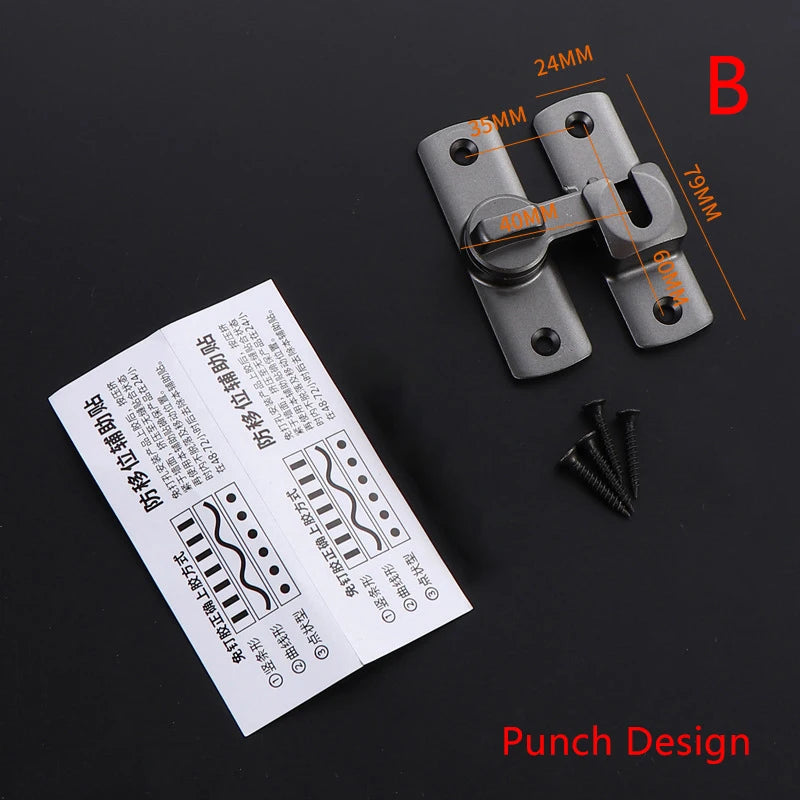 New Punch-free Hasp Latch Door Lock Black Cabinet Locks Kids Safety Lock Sliding Door Anti-pried Hook Lock Hardware