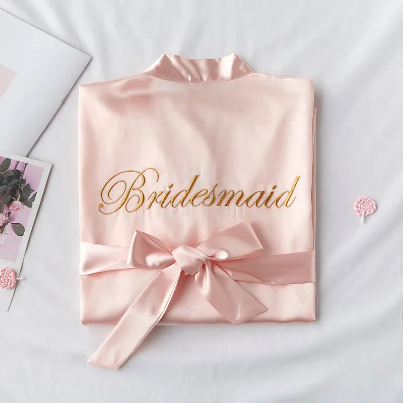 Bride To Be Team Bride Satin-Silk Robe Wedding Bridesmaid Robes for Women Bridal Shower Bachelorette Party Gift