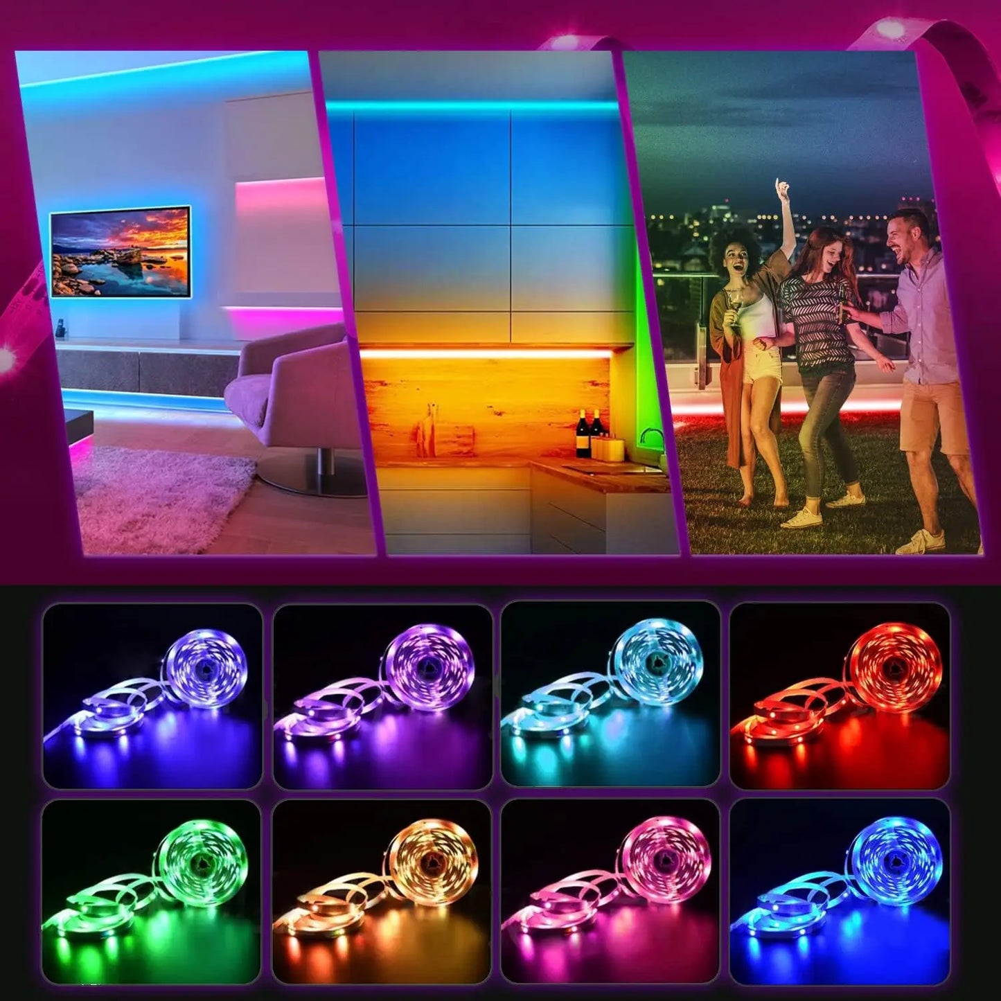 USB LED Strip Light RGB 2835 SMD Flexible Tape with Remote 1-5M Backlight