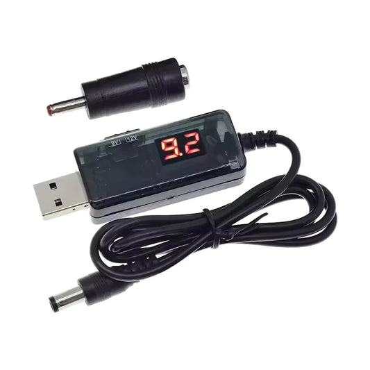 USB to DC 5.5mm/3.5mm Power Boost Cable 5V to 9V/12V with 3.5x1.35mm Adapter for Router, Modem, and Emergency Power Supply