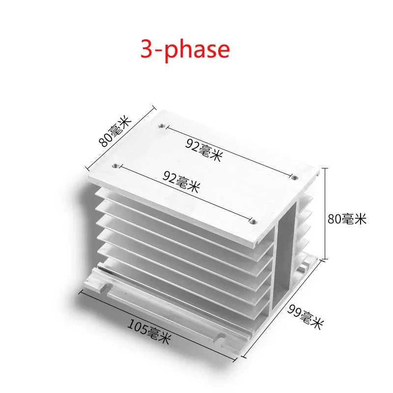 Aluminum Heat Sink for SSR Solid State Relay 10A–100A 12V–220V Cooling Base Single/Three Phase