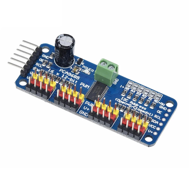 PCA9685 16-Channel 12-Bit PWM Servo Driver — I²C, Arduino, Raspberry Pi, Robot Arm