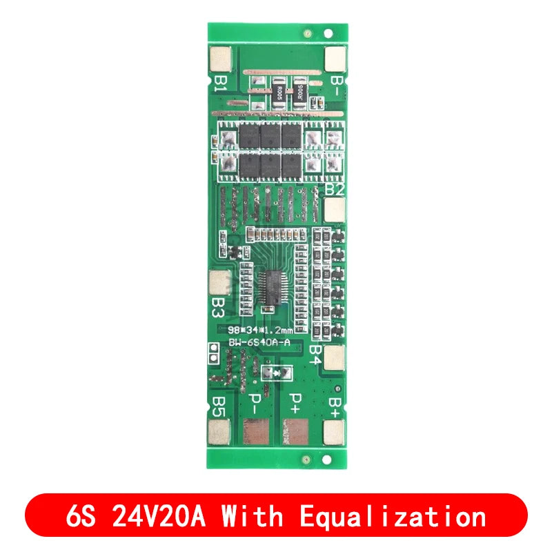 24V 6S 40A Li-Ion Lithium Battery Protection Board BMS with Balance for Ebike Scooter and Solar Lighting
