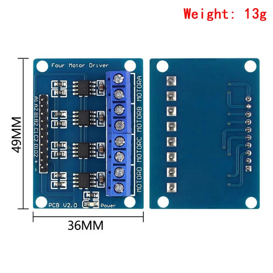 L9110S 4-Channel DC Motor Driver Module Dual H-Bridge 2.5V–12V 800mA for Robotics