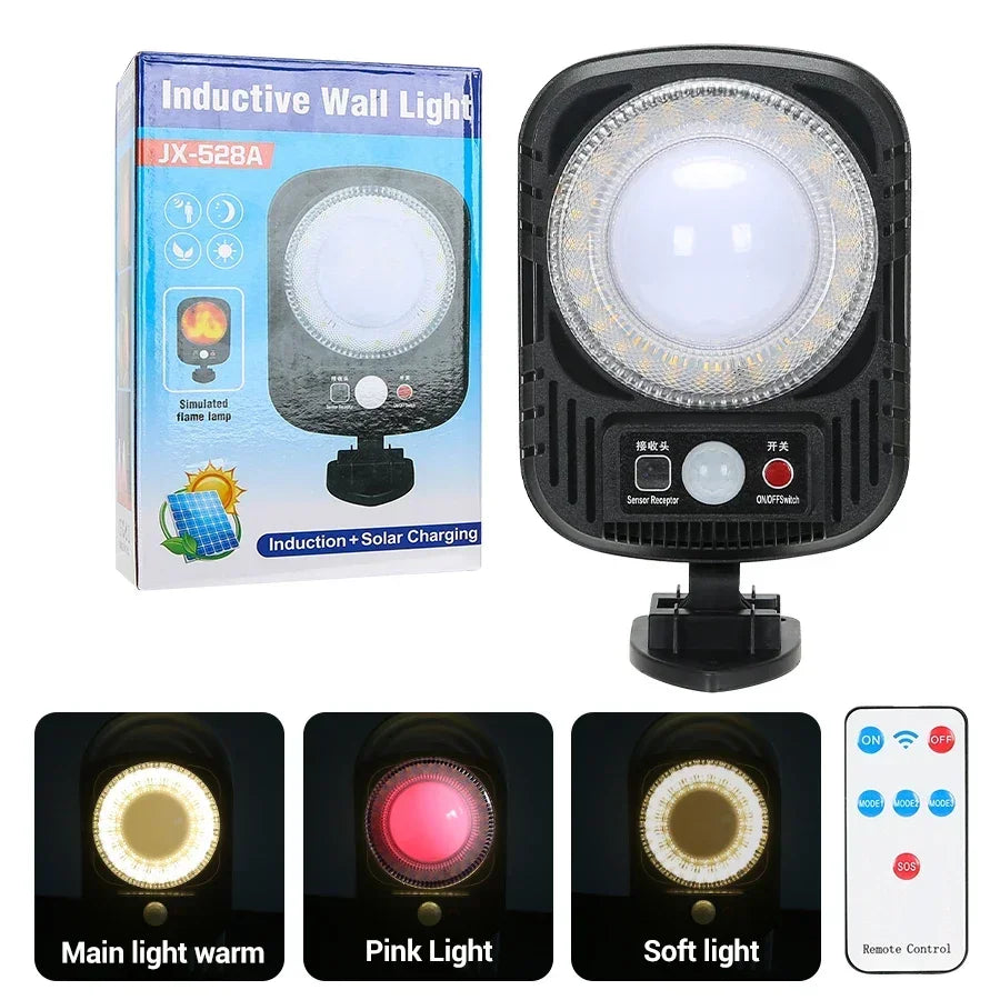 Super Bright Solar Wall Lamp 55LED Outdoor Sunlight Motion Sensor Street External Light Garden Yard Lantern with Remote Contro