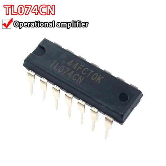 TL064 / TL074 / TL084 Quad JFET Op-Amp IC — DIP-14, ±2.25–18V, 3MHz GBW (5-Pack)
