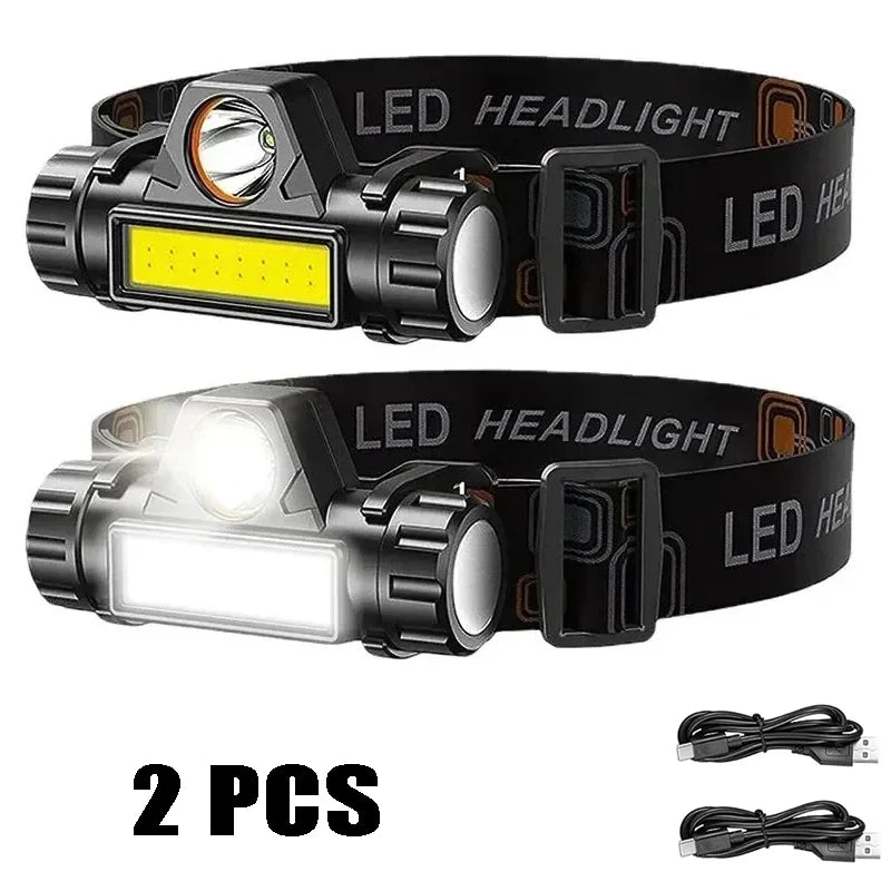 Rechargeable LED Headlamp XPE COB Work Light with Tail Magnet