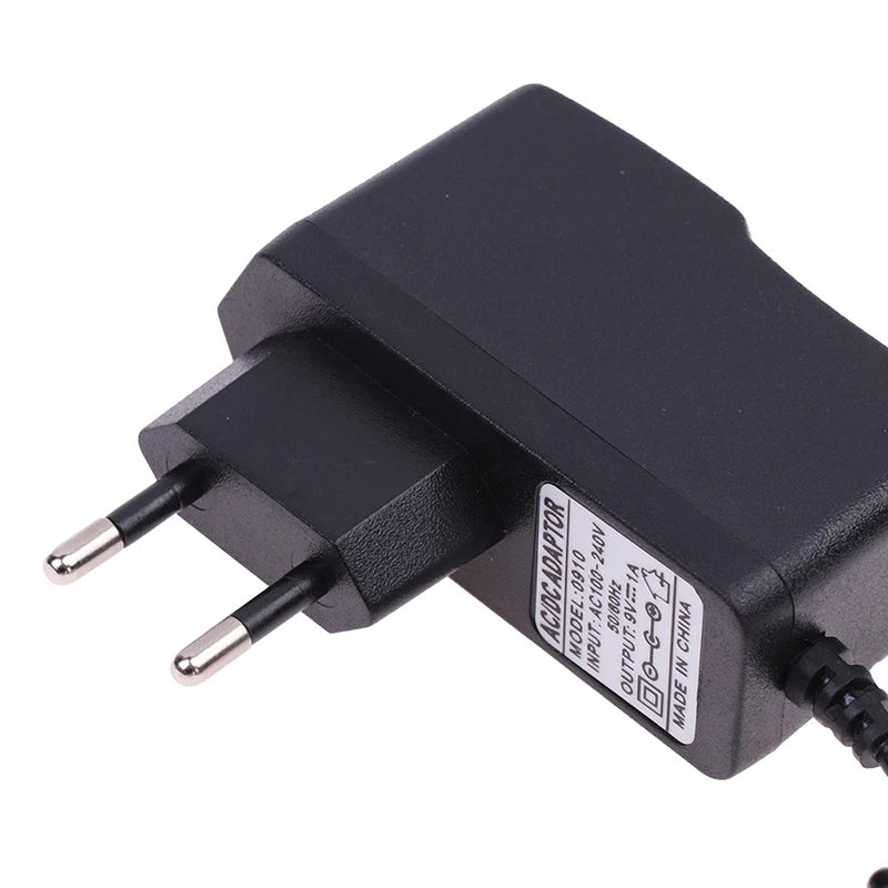 EU Plug 9V 1A Power Adapter AC 100-240V Reverse Polarity Charger Supply