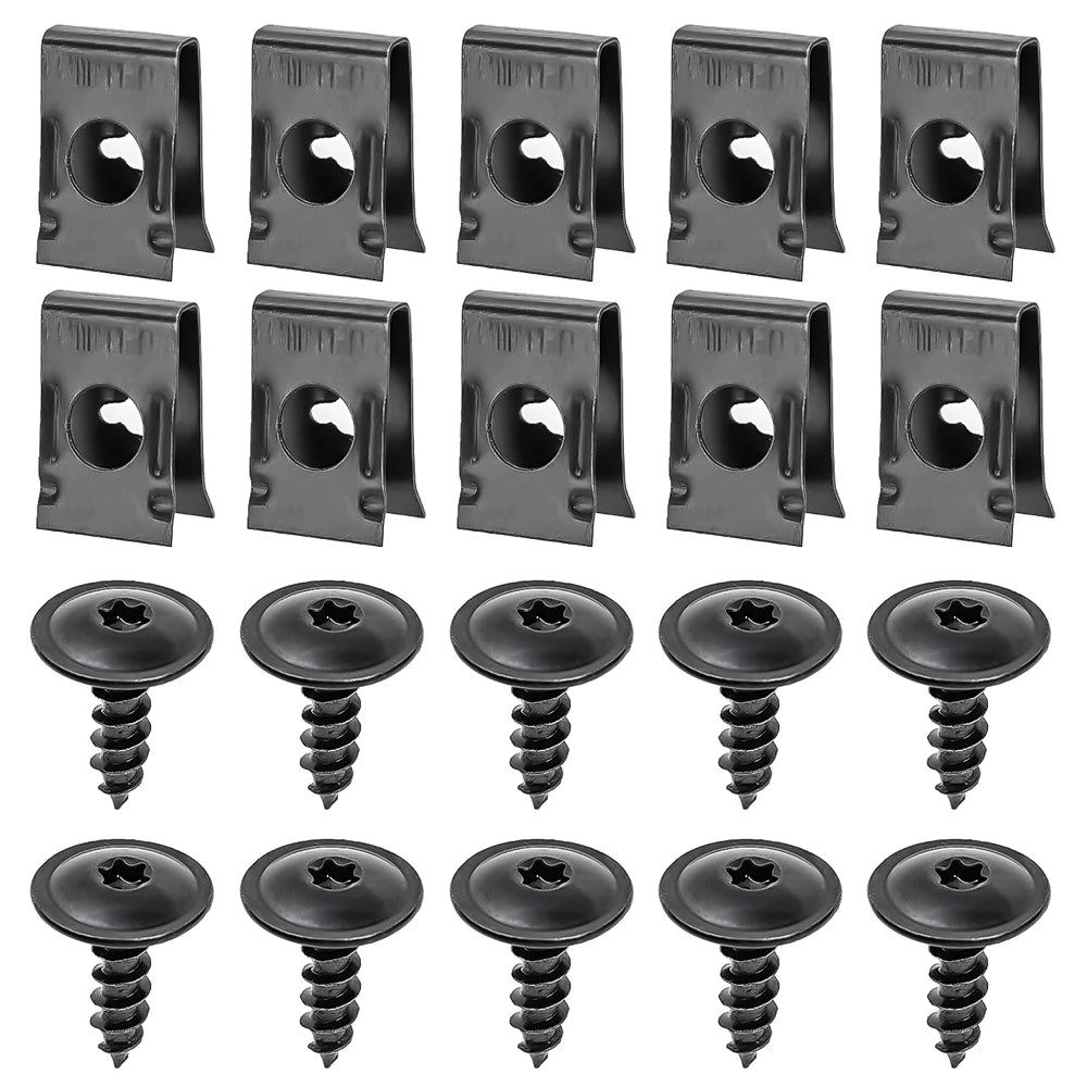 Auto Metal U-Shaped Spacers & Self-Tapping Screws Kit — Car & Motorcycle Body Panel Modification Accessories