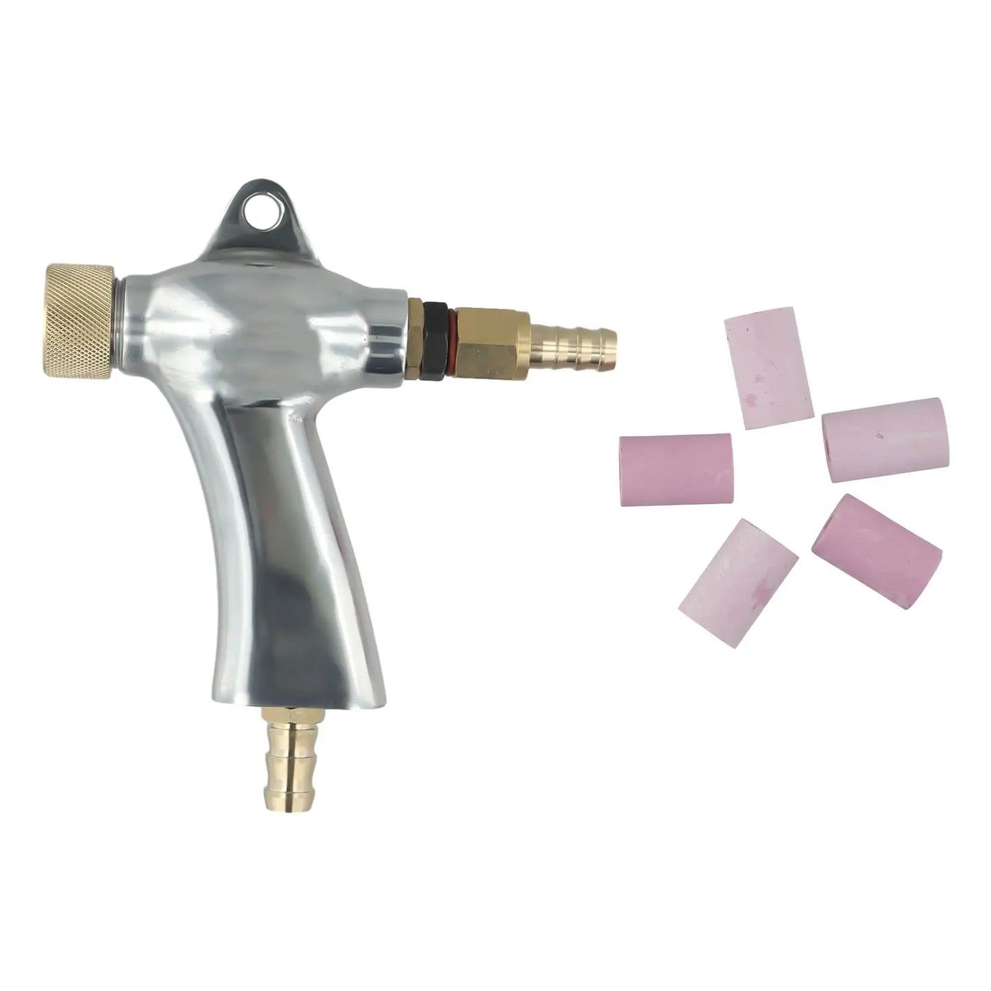 Multi Nozzle Sandblasting Tool Kit with 5 Ceramic Nozzles for Rust and Paint Removal on Metal and Glass with Ergonomic Design