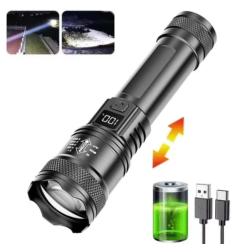 Ultra Bright Rechargeable LED Flashlight Zoomable High Lumens