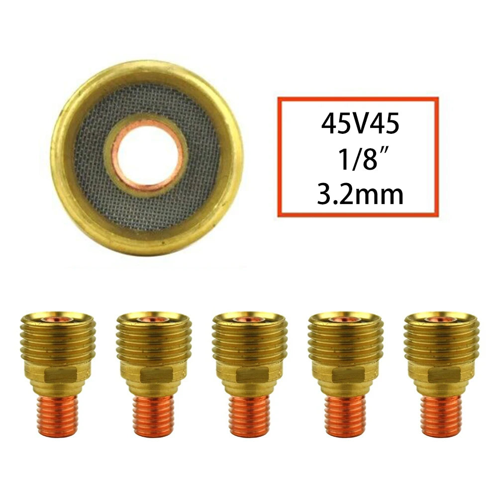 5pcs Welded Gas Lenses Collet Body For TIG Welding Torches Series 9/20/25 With Gas Lens Set-Up 0.020" 0.040" 1/16" 3/32" 1/8"