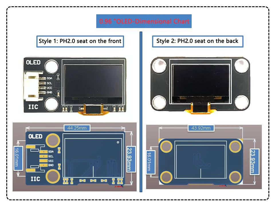 0.96" / 1.3" OLED IIC LCD Display Module SSD1306 SH1106 12864