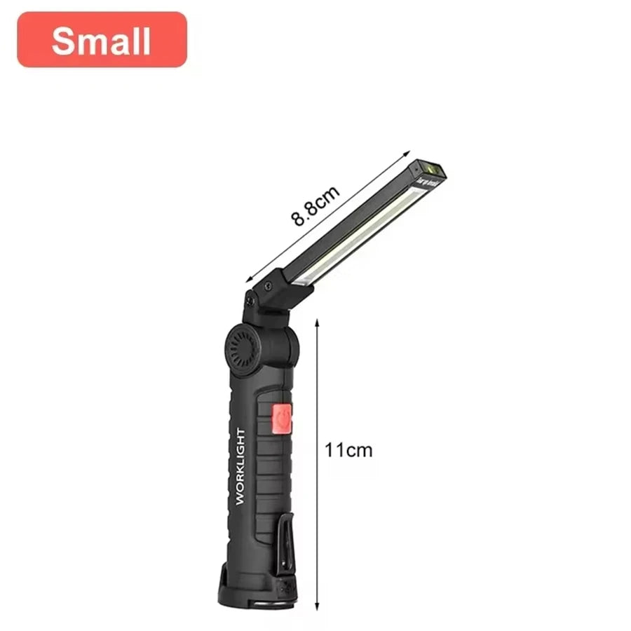 High Power LED Work Light 5 Lighting Mode Rechargeable Flashlight Inspection Lamp with Magnetic Power Bank 18650 Battery Torch