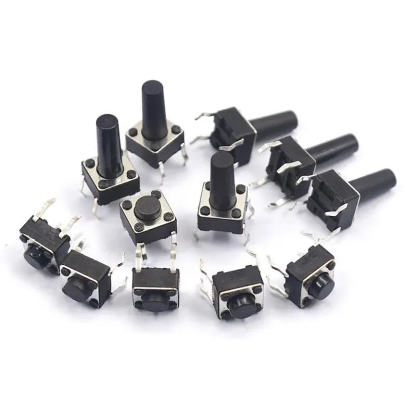 Miniature Push Button DIP 4-Pin Momentary Light Touch Switch 6×6×4.3mm–21mm