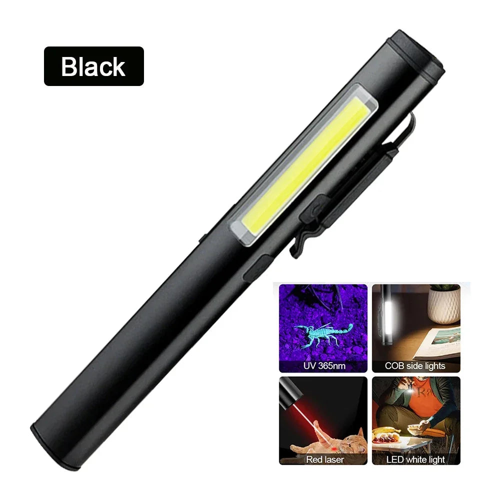 Portable UV LED Pen Light USB Rechargeable Work Lantern with Magnet