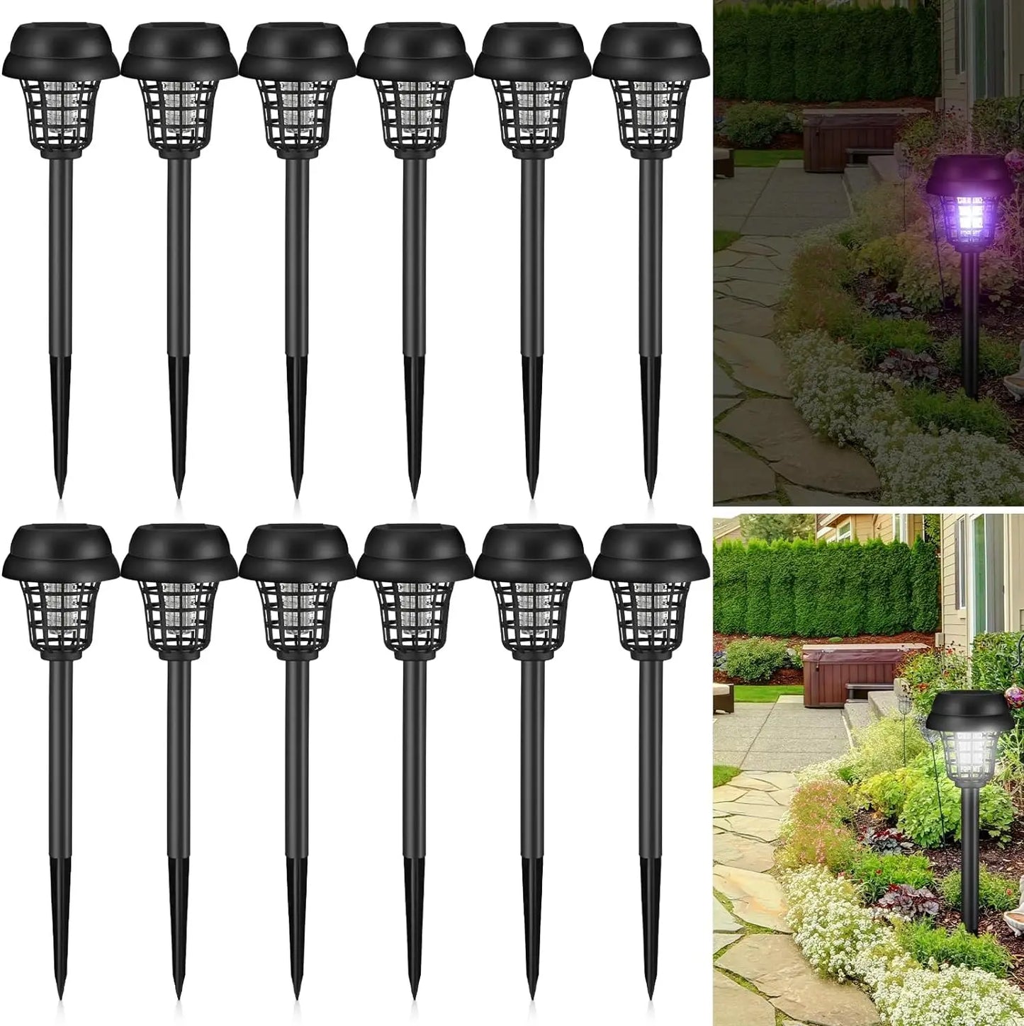 Solar Mosquito Killer With 2 Light Mode Outdoor Waterproof Led Light Bug Zapper Mosquito Trap Lamps For Garden Lawn Camping