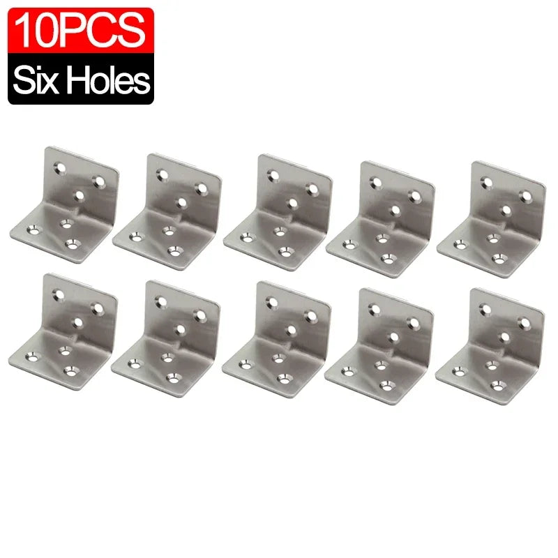 Universal Stainless Steel 90 Degree Corner Bracket Right Angle Fixed Bracket for Wood Furniture Bedframe Cabinet Accessories
