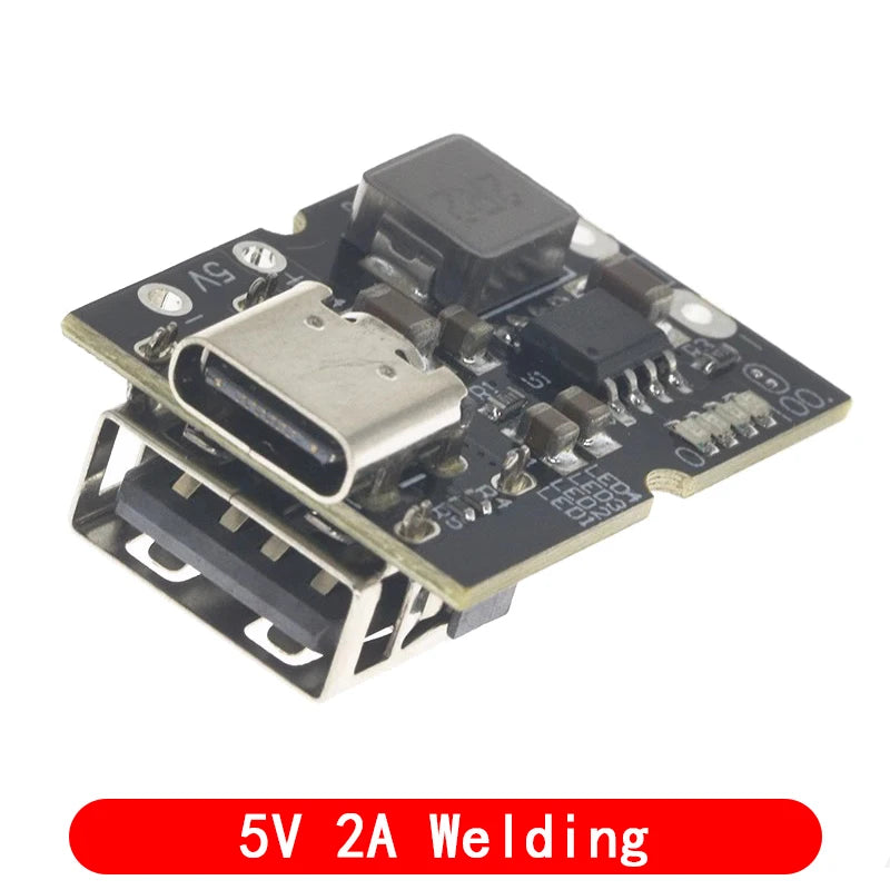 Type-C USB 5V 2A Boost Converter Step-Up Power Module with Lithium Battery Charging and Protection, LED Display