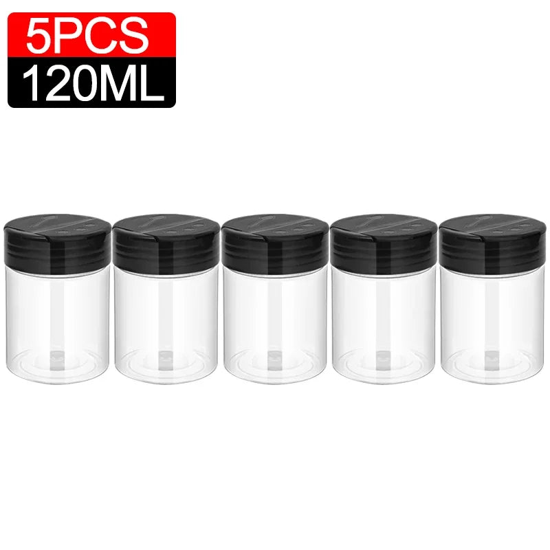 1/10Pcs Plastic Spice Jars with Shaker Lids Kitchen Empty Salt Pepper Condiment Powder Barbecue Seasoning Bottles Container