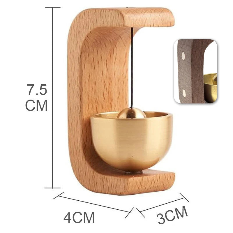 Wireless Magnetic Jingle Bell Door Chime Wooden Brass Hanging Pendant for Entrance Home Decoration