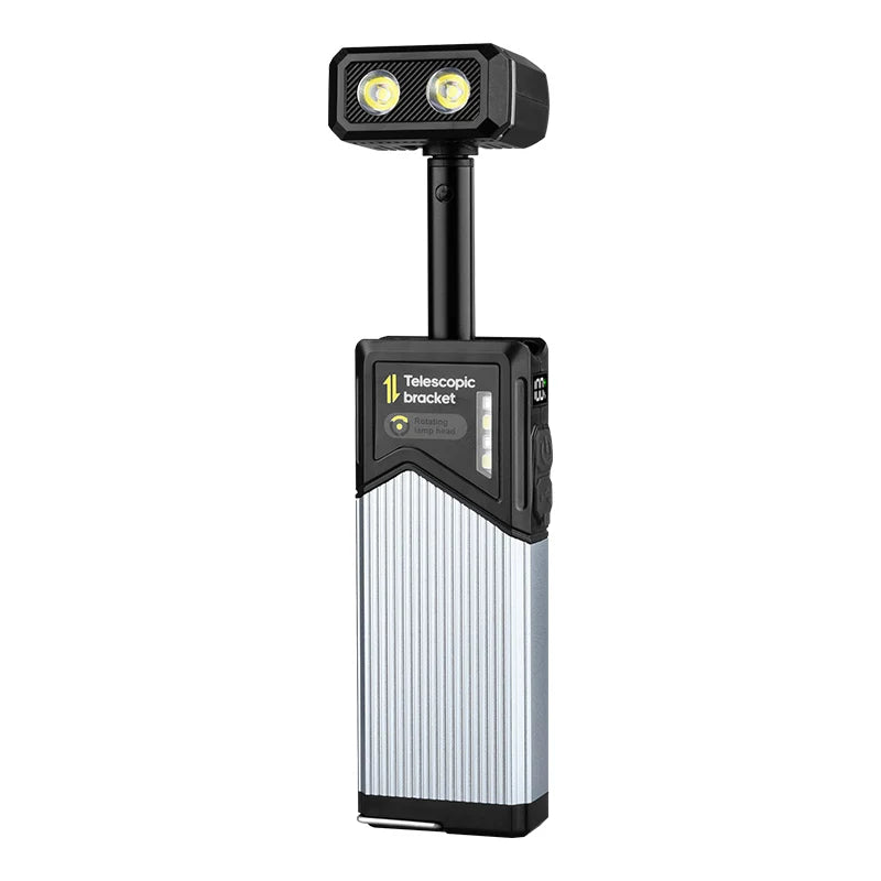 Portable Telescopic LED Work Light with Magnetic/Clip C Rechargeable Auto Repair Flashlight Red White Side Light Outdoor Camping