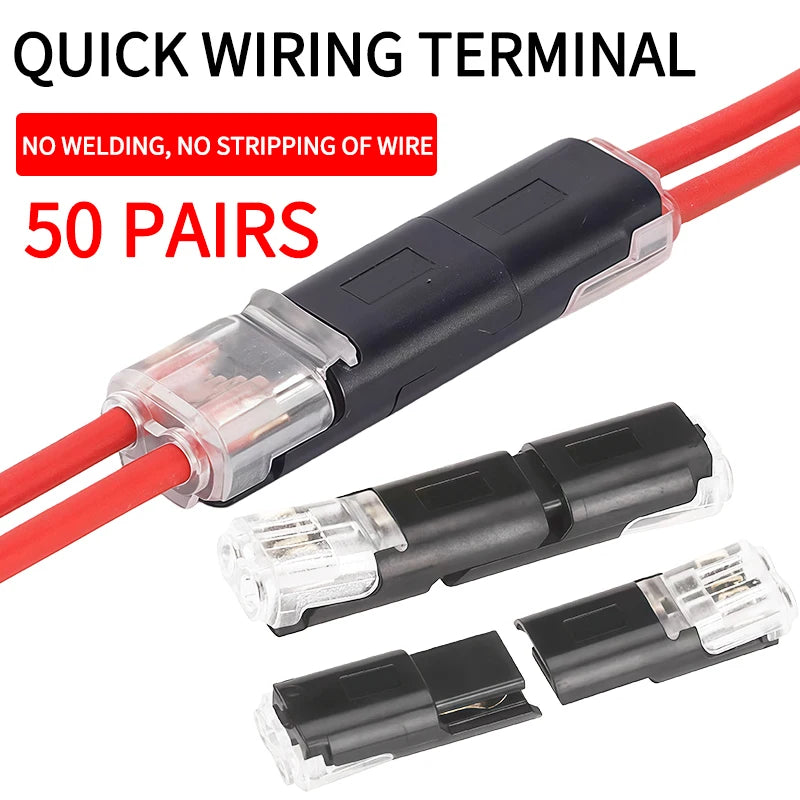 2 Pin Solderless LED Wire Connector Insulation Piercing Strip-Free Quick Plug Terminal for LED Light Cable Connection