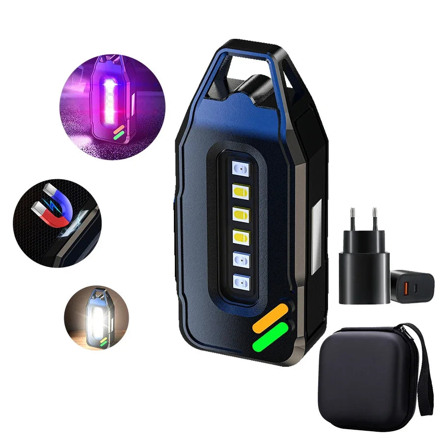 Portable LED Flashlights Rechargeable Work Light COB Magnetic Floodlight with Pen Clip Headlamp Outdoor Camping Fishing Torch
