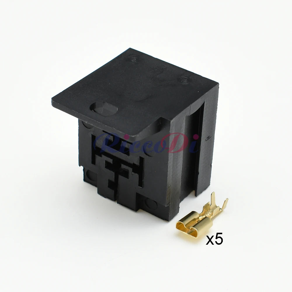 5 Pin 6.3mm Relay Base Holder Connector 3334485008 DJJ7054Y-6.3-21 PA66 with Mounting Bracket