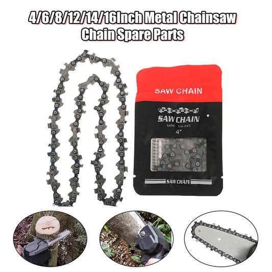 New Link Chainsaw Saw Chain Blade 4/6/8/12/14/16 Inch Metal Chainsaw Chain Spare Parts For Electric Saw Accessories Wood Cutting