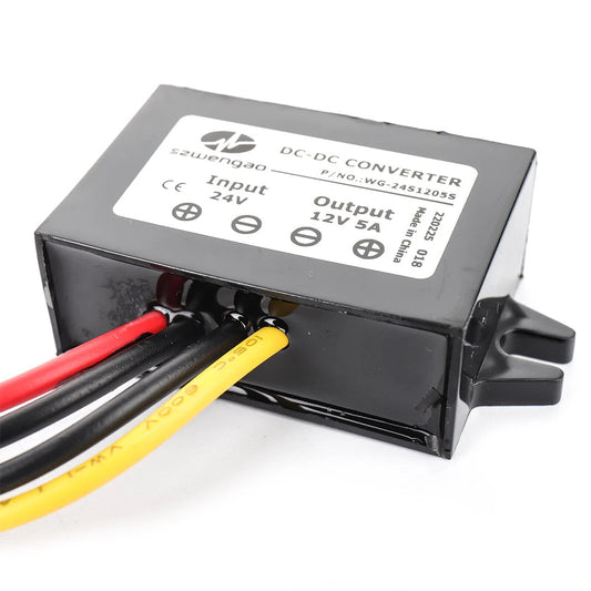 Power Converter Voltage Converter Waterproof 18V 36V DC To 12V DC 5A 60W Black In-car Inverter Stepdown Brand New