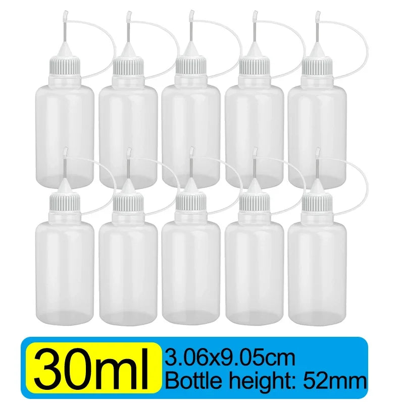 50/5pcs Plastic Squeezable Tip Bottle Refillable Applicator Bottles with Needle Tip Caps for Glue Pigment Oil Liquids Dispenser