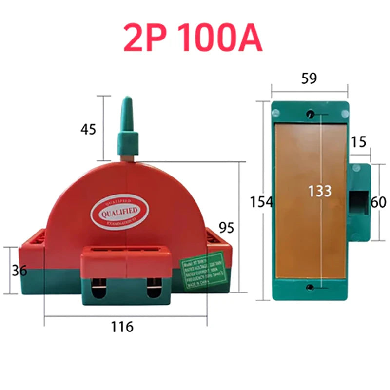 32A 63A 100A DPDT Cutter Safety Disconnect Switch 2 Pole Double Throw Knife Disconnect Switch Power Disconnect Switch