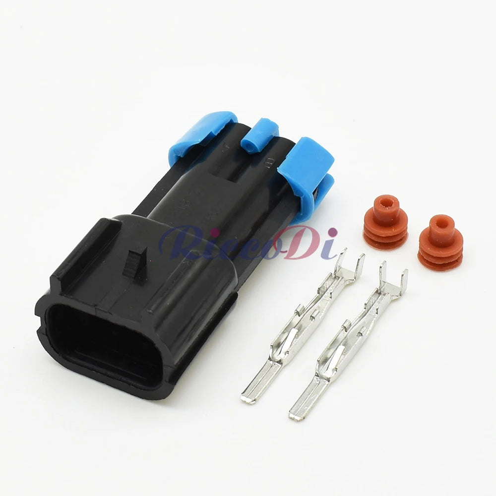 2 Pin Automotive Waterproof Sensor and Fan Connector Plug Male Female Compatible with 15300002 15300027 for GM Vehicles