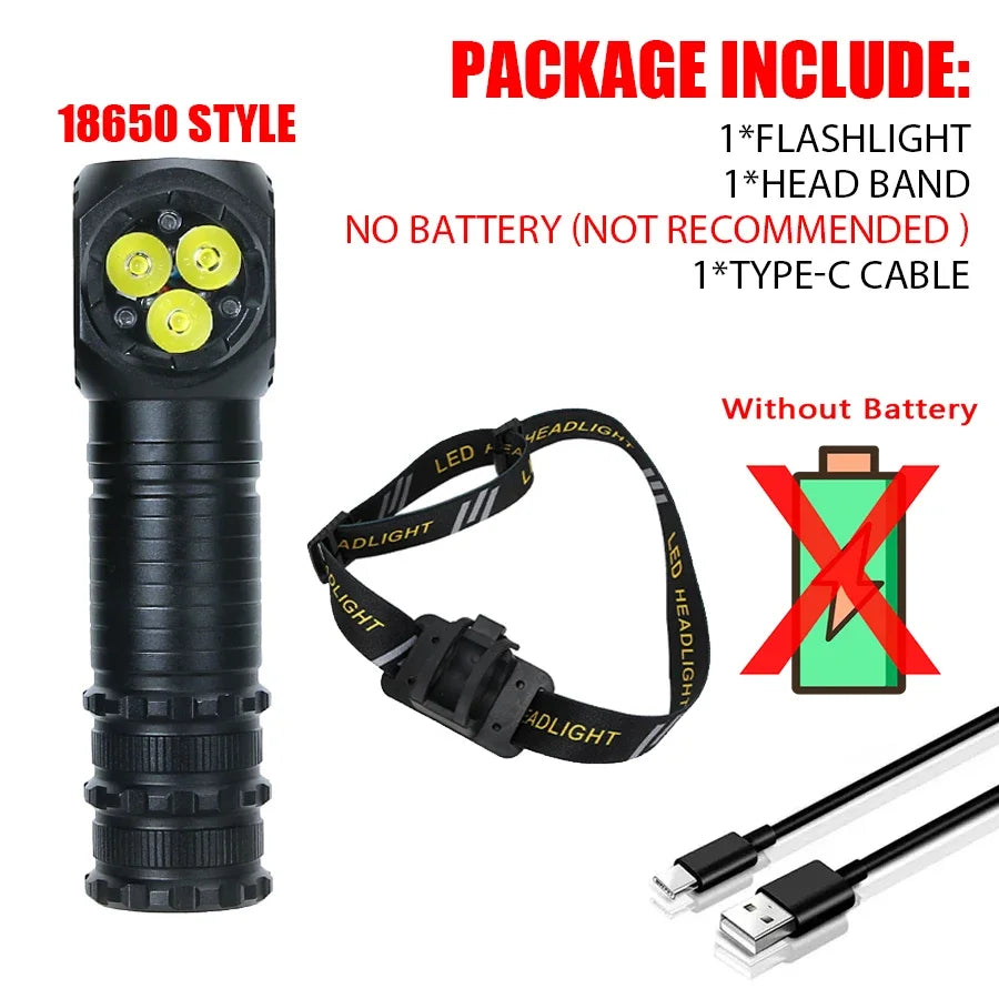 High Power 3LED Headlamp 1300LM with Magnet for 18650/18500 Battery