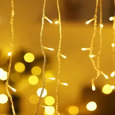Christmas Icicle Light Decorations Outdoor Garden Street Droop LED Lamp Curtain String Fairy Garland for Eaves