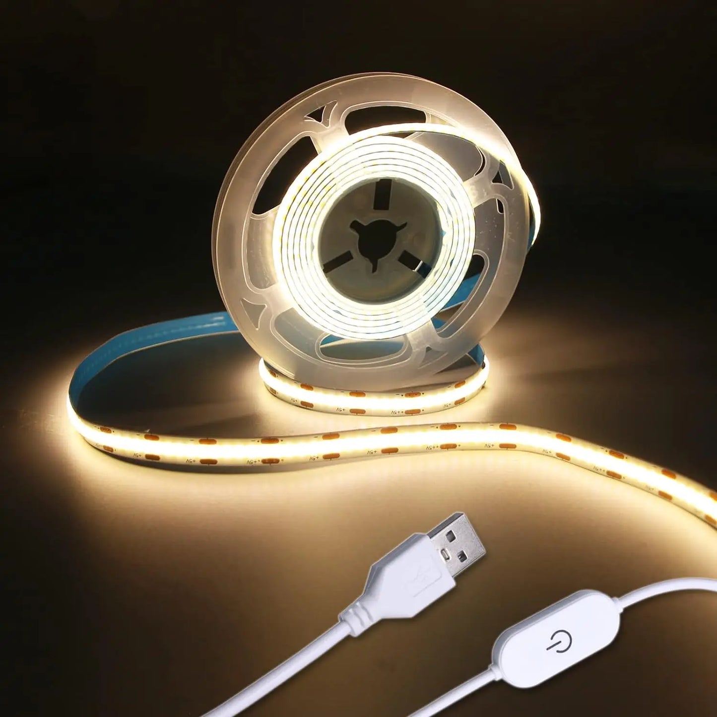 USB LED Strip Light 5V 320LEDs/M COB Dimmable Touch Sensor Backlight 1-5M