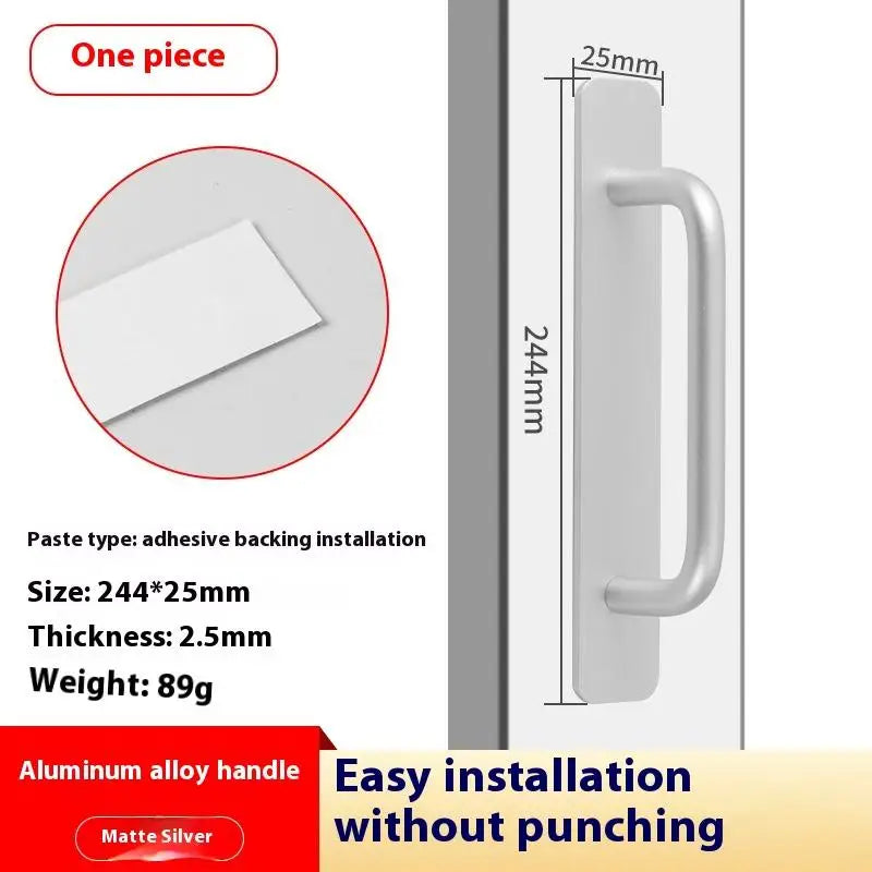 New Aluminium Alloy Punch-Free Furniture Cabinet Handle Sliding Door Pull and Flush Hardware Set for Wood Door Drawer