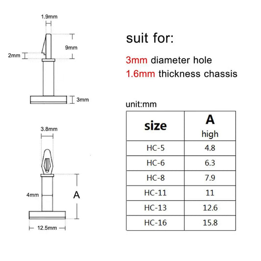 Snap-in_lock_clip_standoff_for_PCB_3mm_hole_1.6mm_diameter