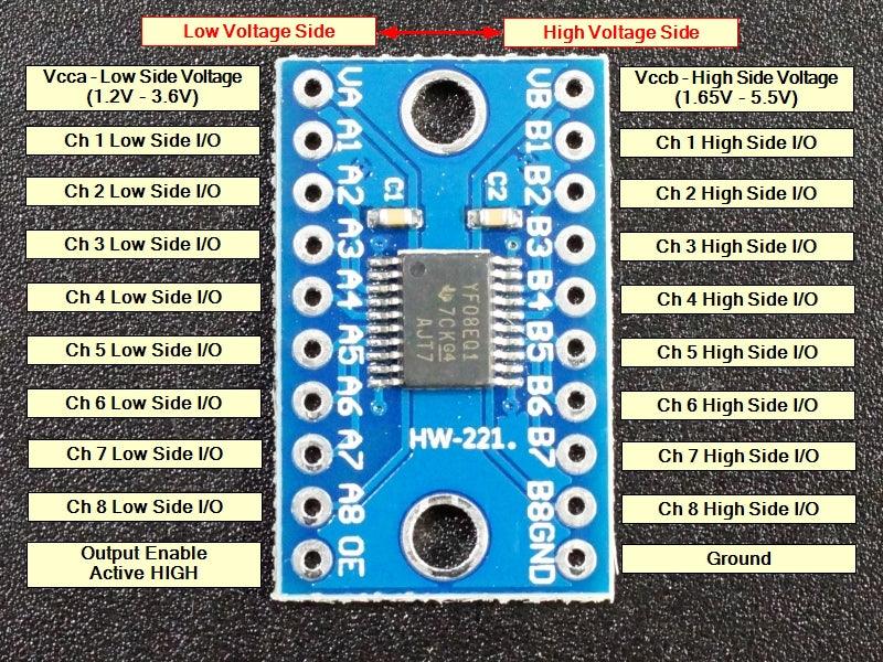 TXS0108E-8-Channel-Logic-Level-Shifter-Connections
