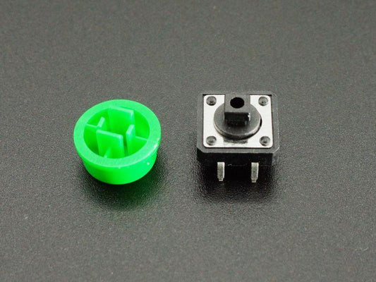 Tactile-Pushbutton-Green-12mm-Disassembled