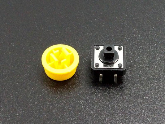 Tactile-Pushbutton-Yellow-12mm-Disassembled