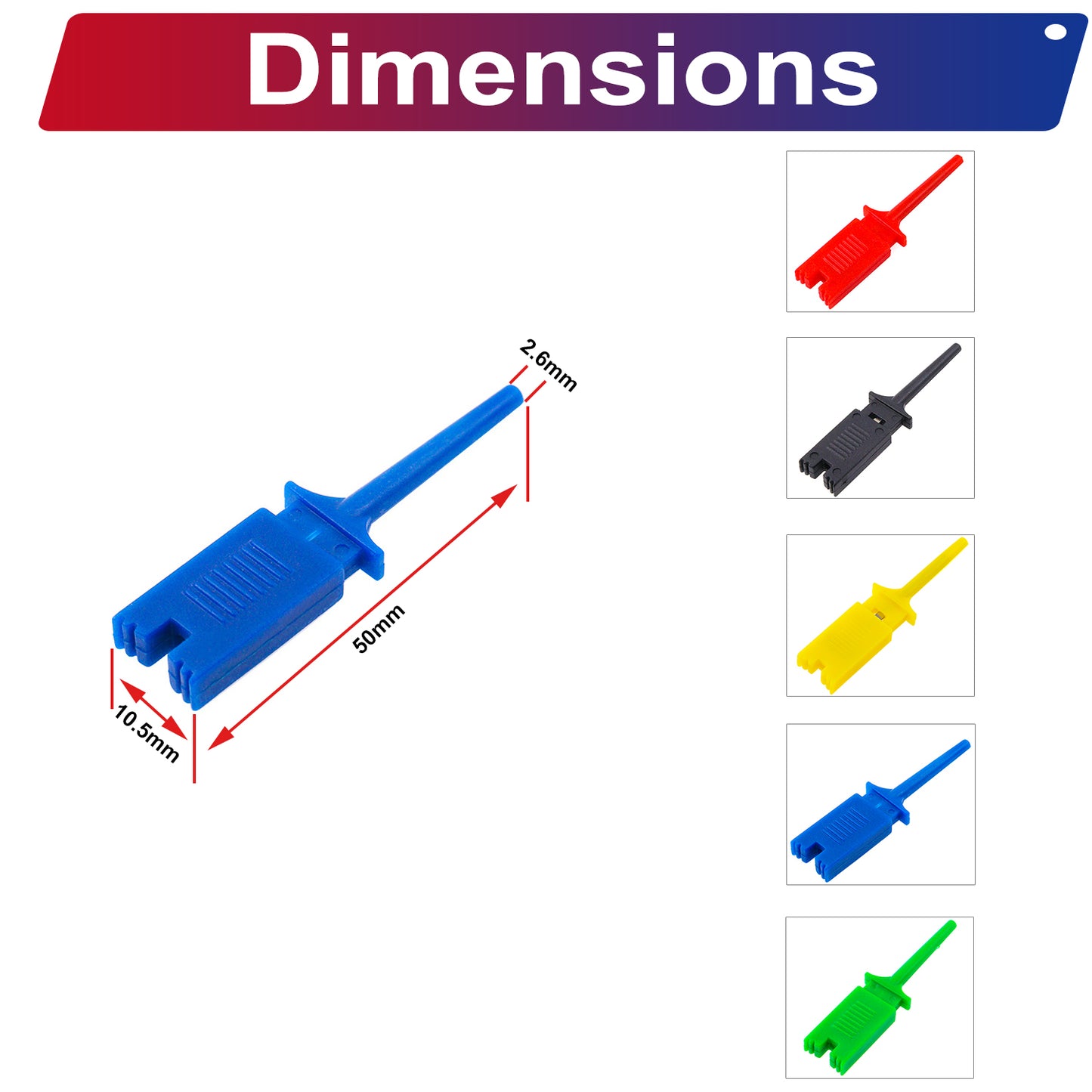 Colorful assortment of PCB test hook clips for reliable circuit testing