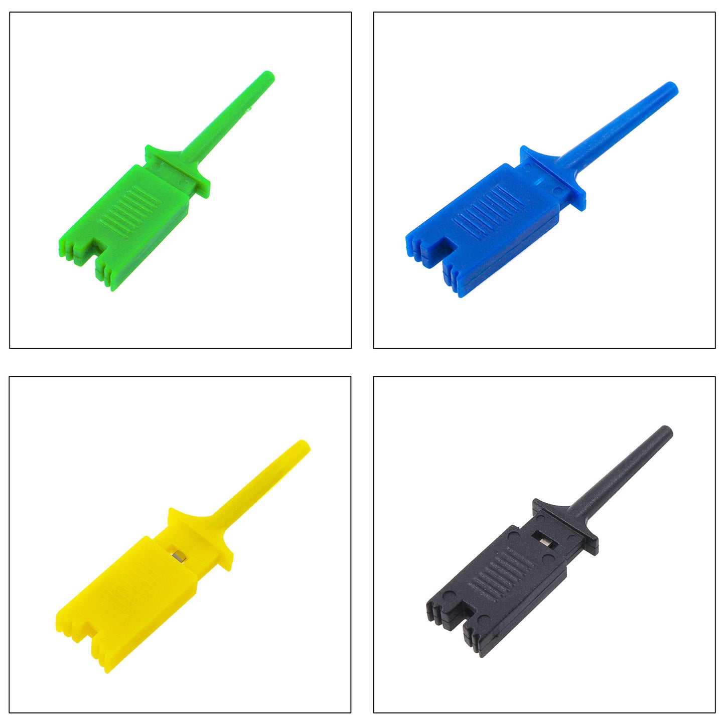 Layout of all components included in the PCB test point and hook clip kit