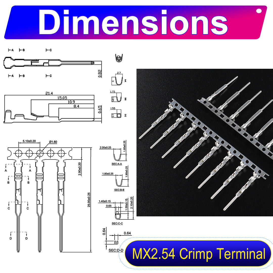 The Molex 2.5mm Dupont locking pre-crimped terminal cable ensures stable, heat-resistant electrical connections for reliable operation in various applications.