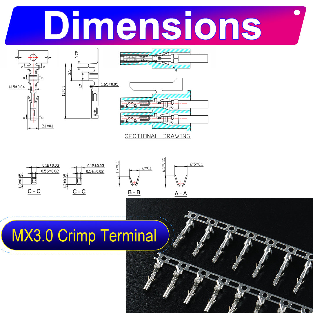 The Molex Micro-Fit 3.0mm pre-crimped terminal cable ensures reliable, heat-resistant electrical connections for a variety of applications.