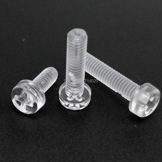 Transparent_acrylic_plastic_Phillips_round_head_screw_bolt_metric_thread