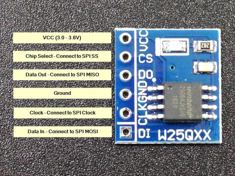 W25Q64JV-64M-Bit-Serial-Flash-Module-Connections